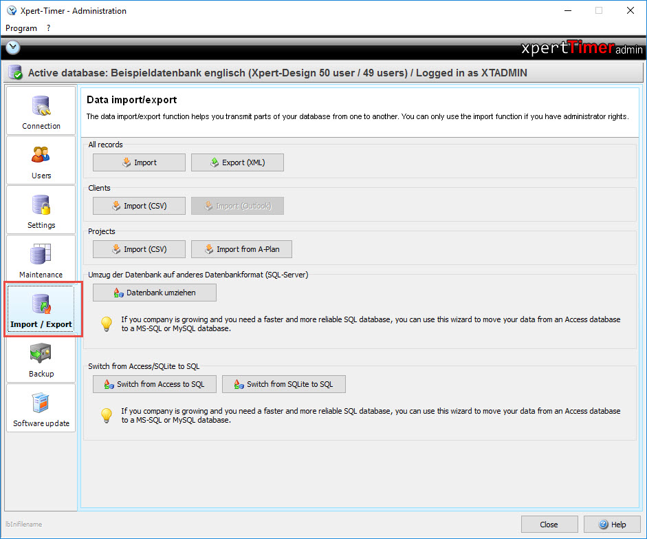 Import, Export, and Backup Data